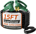 NEMA 14-50P/14-50R 15 ft 50 Amp RV/EV Extension Cord - Weatherproof