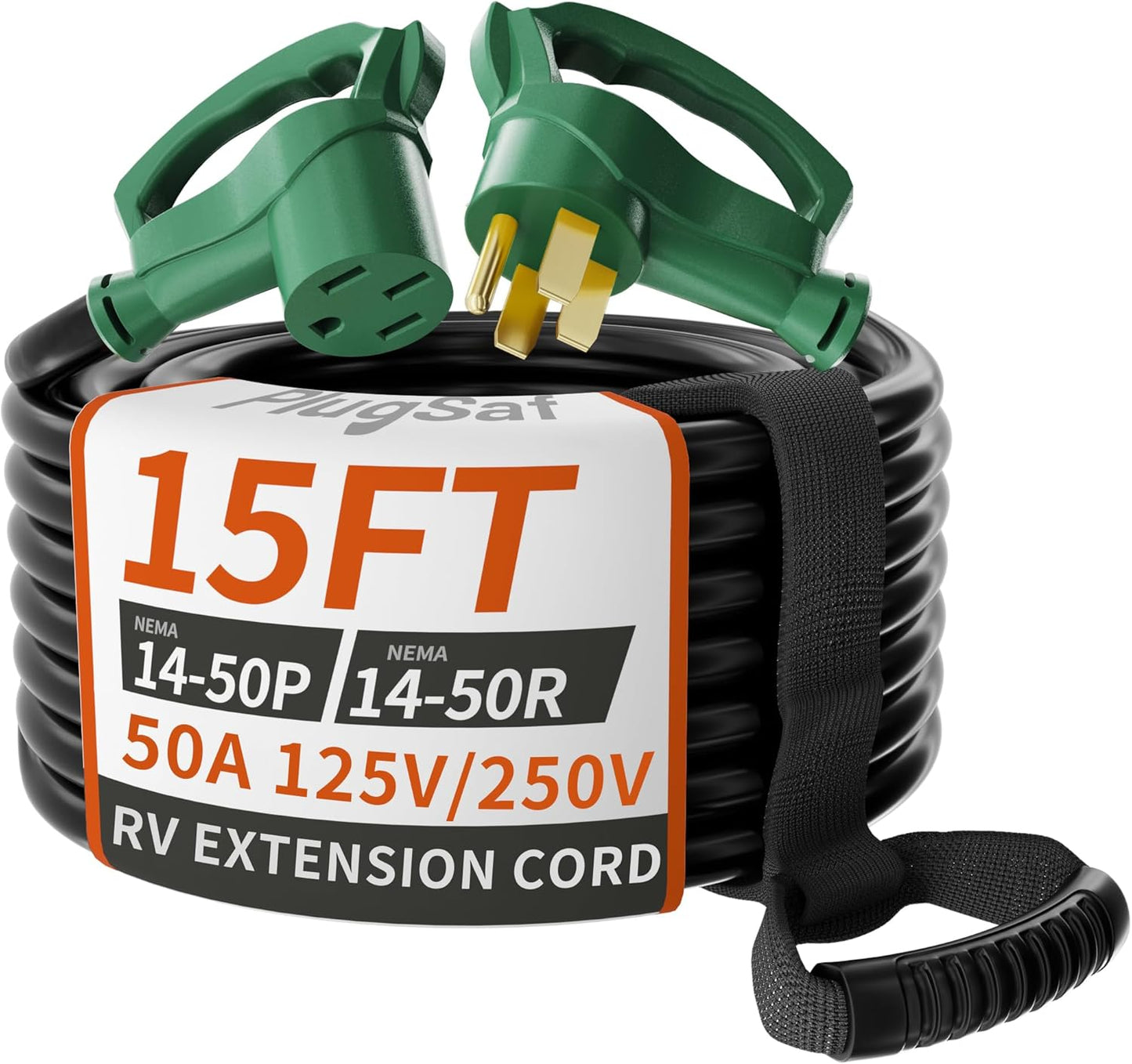 NEMA 14-50P 15 FT 50 Amp RV/EV Extension Cord for Outdoors