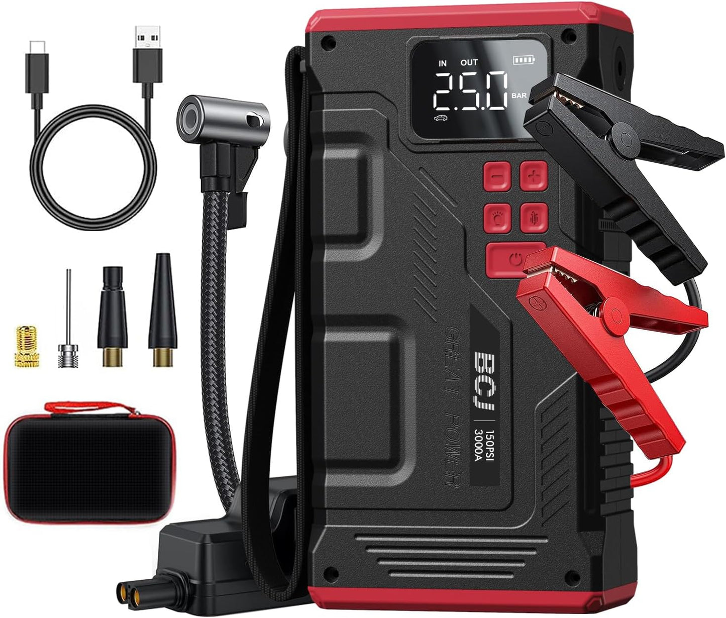 BCJ 3000A Jump Starter & Air Compressor