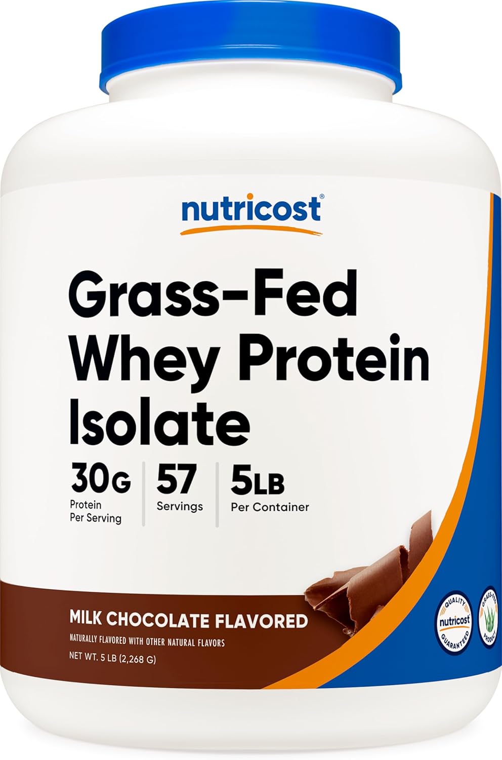 Nutricost Grass-Fed Whey Protein Isolate - Chocolate Flavor 5LBS