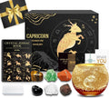 Capricorn Birthday Gift Set - Zodiac Candle Holder & Crystal Kit