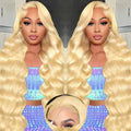 28inch Blonde Wig Human Hair Glueless Pre Plucked Lace Front
