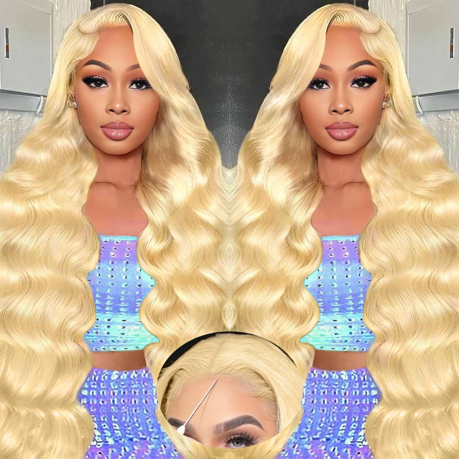 28inch Blonde Wig Human Hair Glueless Pre Plucked Lace Front