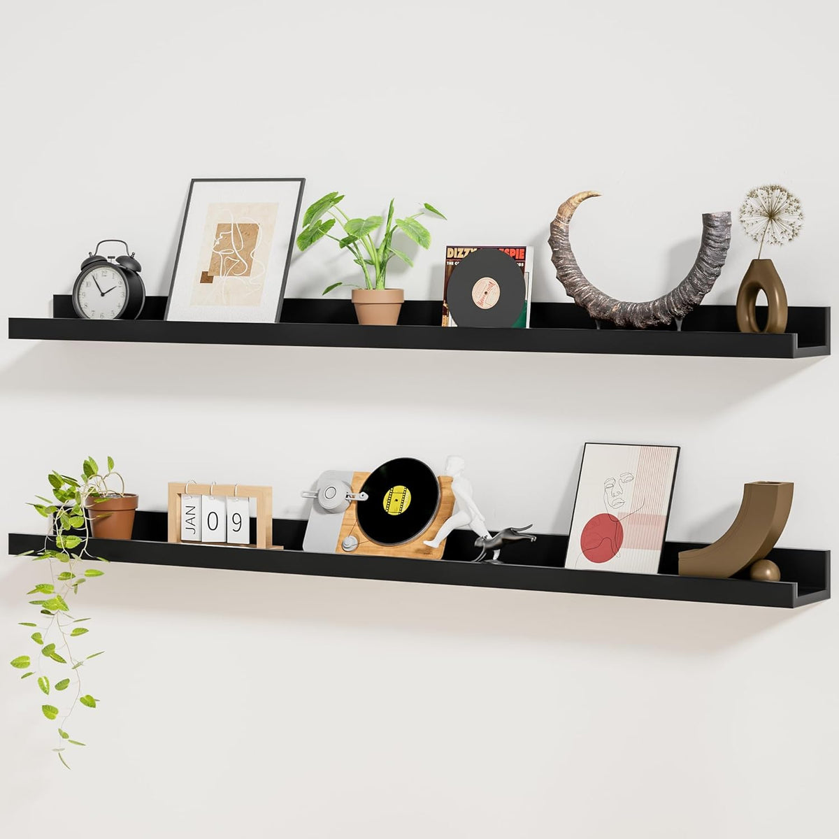 Heimlove Picture Ledge Shelf Set of 2, 48 Inch Floating Shelves