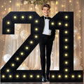 4FT Marquee Light Up Numbers Black - Giant 21 Party Backdrop