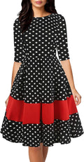 oxiuly Vintage Half Sleeve O-Neck Swing Dress (Style MR33)