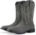 Rollda Cowboy Boots for Men Square Toe Mid-Calf Boots - Classic Pull
