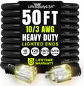 50ft 10/3 Gauge Heavy Duty Extension Cord Black - Lighted End