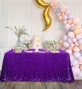 QueenDream Tablecloth 90x156 Rectangle Sequin Tablecloth Purple