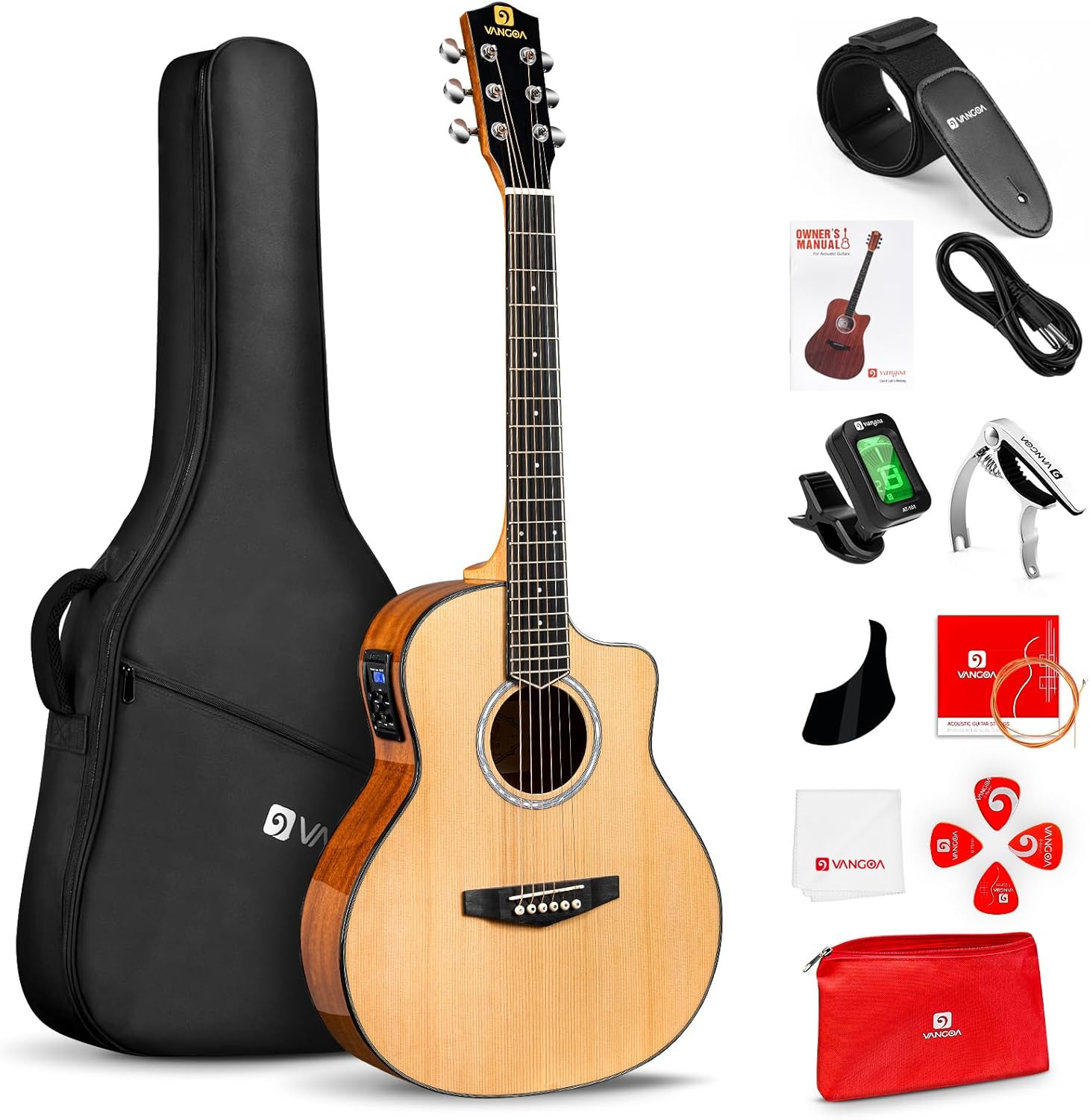 Vangoa 3/4 Size Electric Acoustic Guitar - Beginner's Bundle