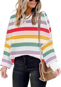 ETCYY Womens Oversized Sweaters - Trendy Batwing Colorblock Pullover