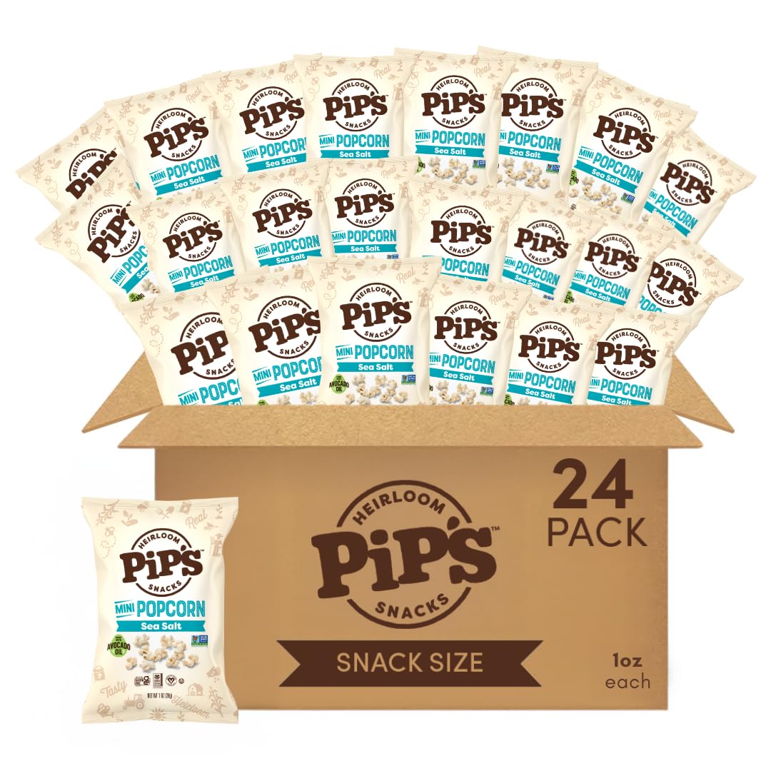 Mini Heirloom Sea Salt Popcorn by Pipcorn - Healthy Snack Packs