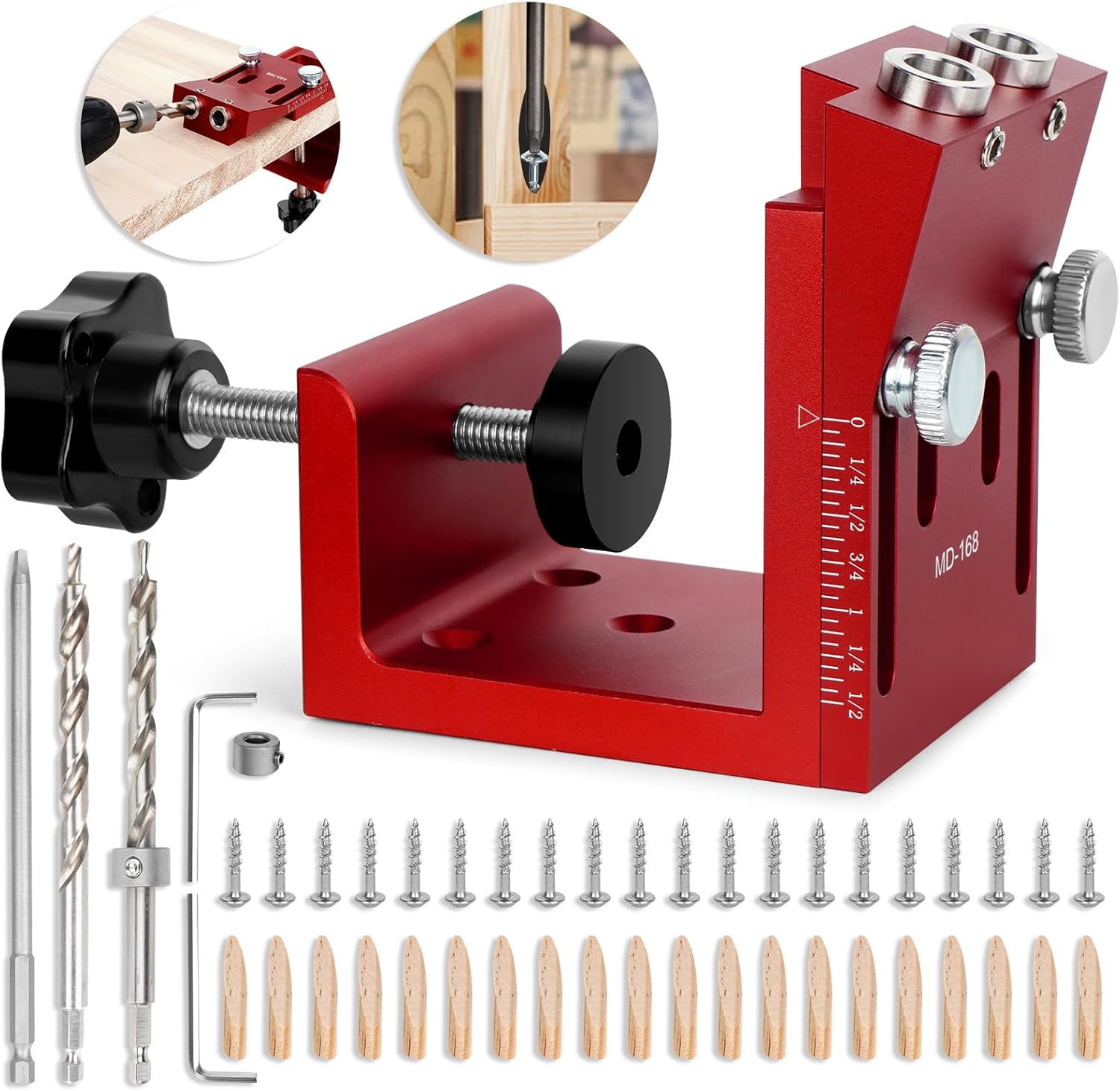Pocket Hole Jig Kit for Woodworking - Adjustable Aluminum System
