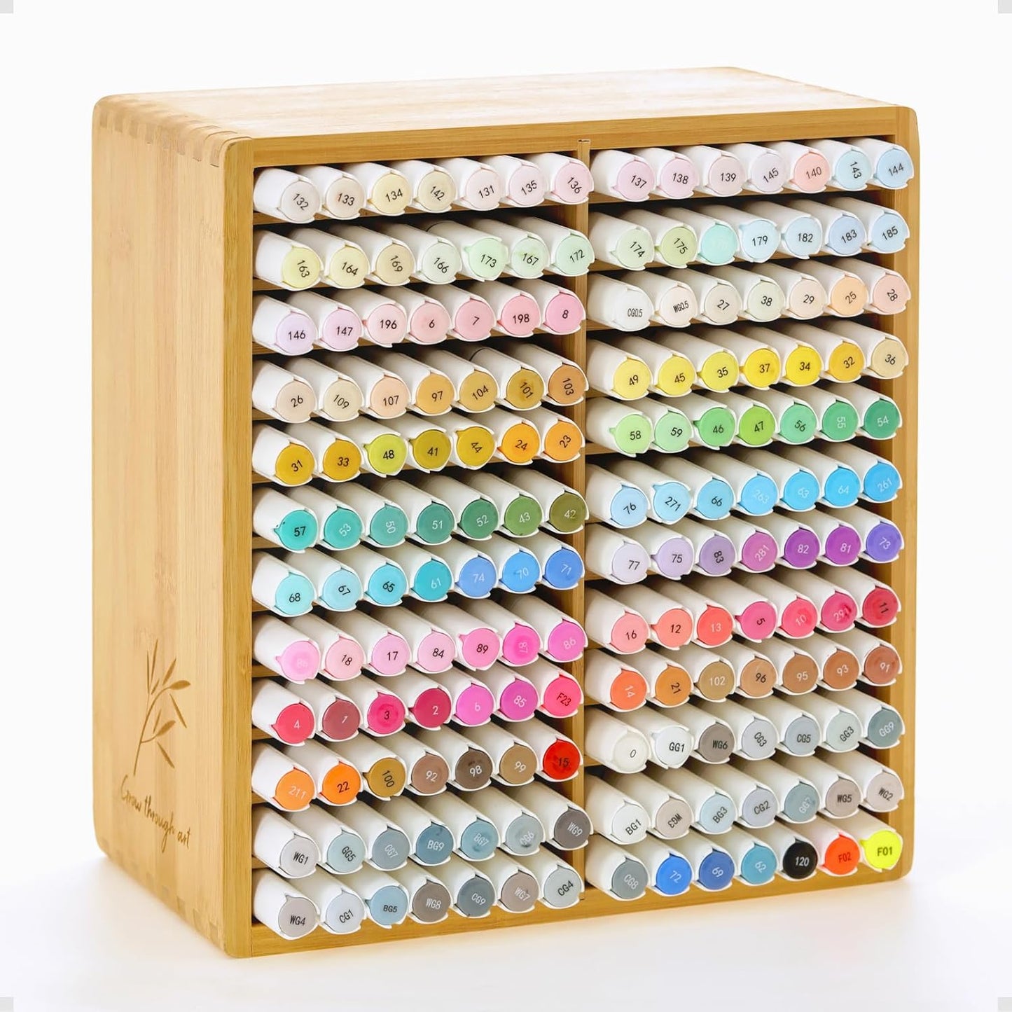 Bamboo Marker Organizer for 168 Markers and Art Supplies