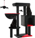 Gothic Cat Tower 35.4 in Black Cat Condo - Spooky Velvet Perch
