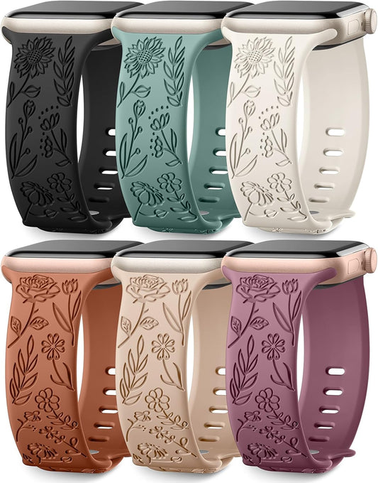 Floral Engraved Apple Watch Bands for Women by SNBLK