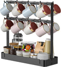 Countertop Coffee Cup Holder with 16 Hooks and Storage Tray - Space