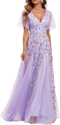 Ever-Pretty Women's Sequin Sparkly V-Neck Floor Length A-Line Dress