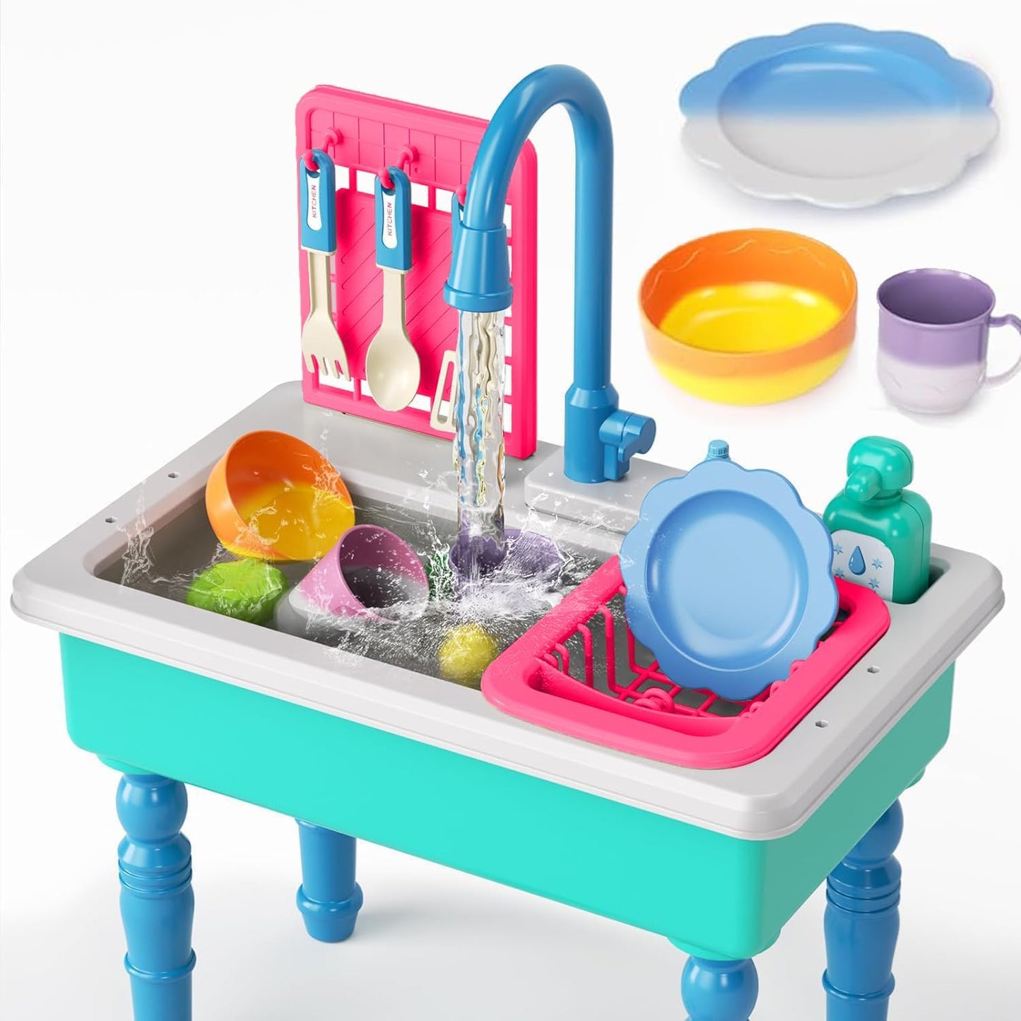 Doloowee Color Changing Kitchen Sink Toy for Kids 3-5 Years