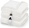 Heated Blanket Electric Throw 50in x 60in - Warm Flannel Sherpa Throw