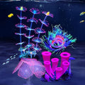 4 Pieces Aquarium Fish Tank Decorations with Glowing Effect - Lifelike