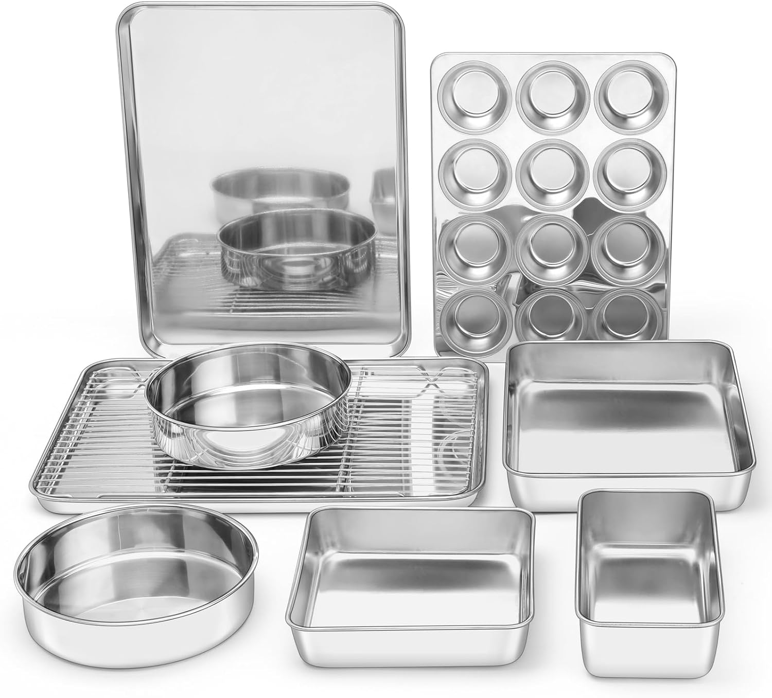 E-far 9-Piece Baking Pan Set for Perfect Cakes and Cookies