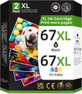 67XL Printer Ink for HP 67XL Black/Color Combo Pack - High Yield