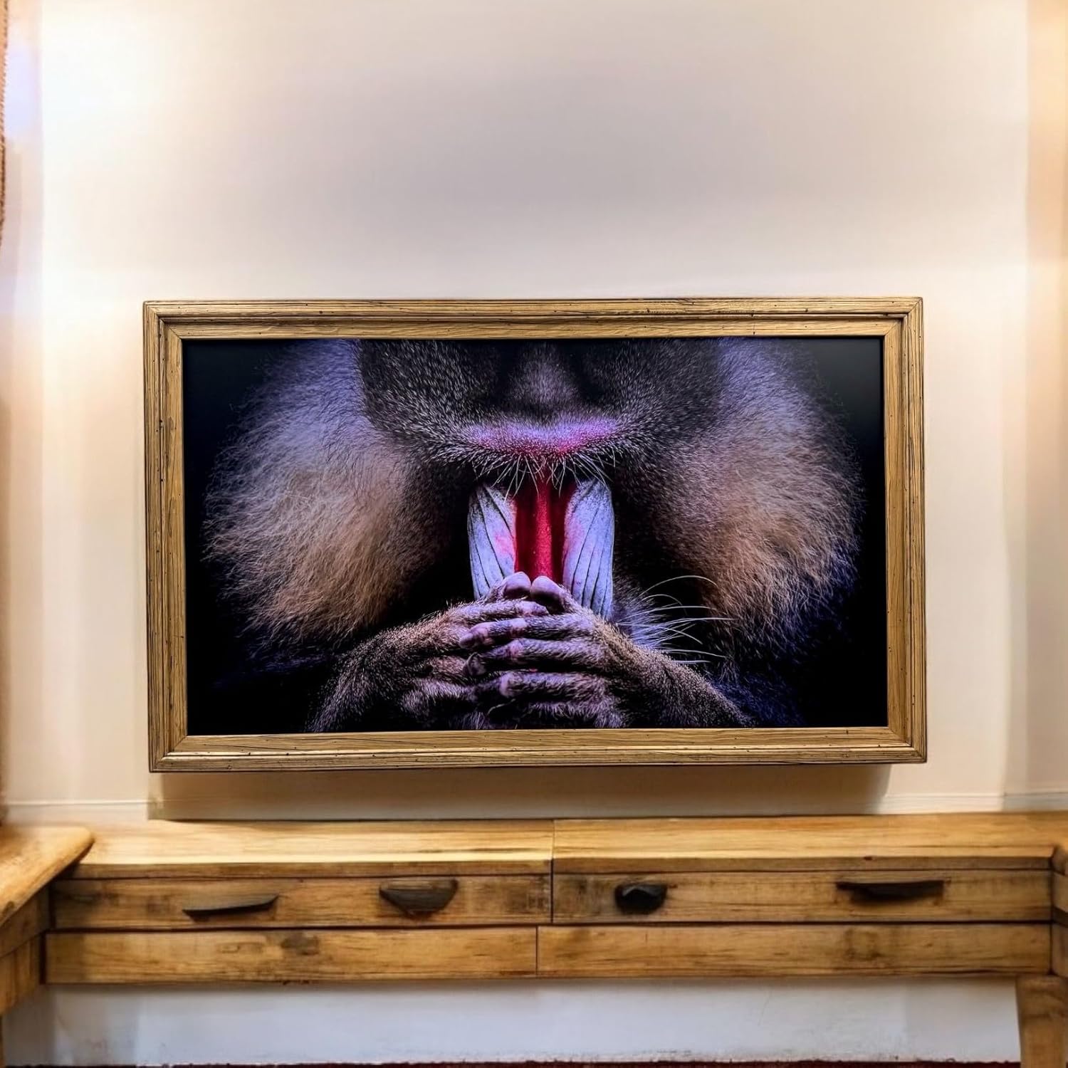 Handmade Rustic Light Wood TV Frame for 55 Samsung The Frame TV - Laredo Frame Factory