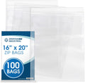 16 x 20 Reclosable Zip Poly Bags (100 Count) - Clear Jumbo Seal