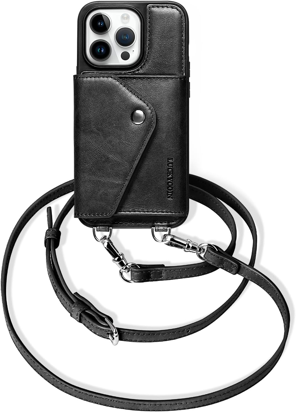 LUCKYCOIN Leather Wallet Case for iPhone 14 Pro - Stylish & Functional