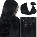 Ukira Black Hair Extensions Real Human Hair 18in - Natural Volume