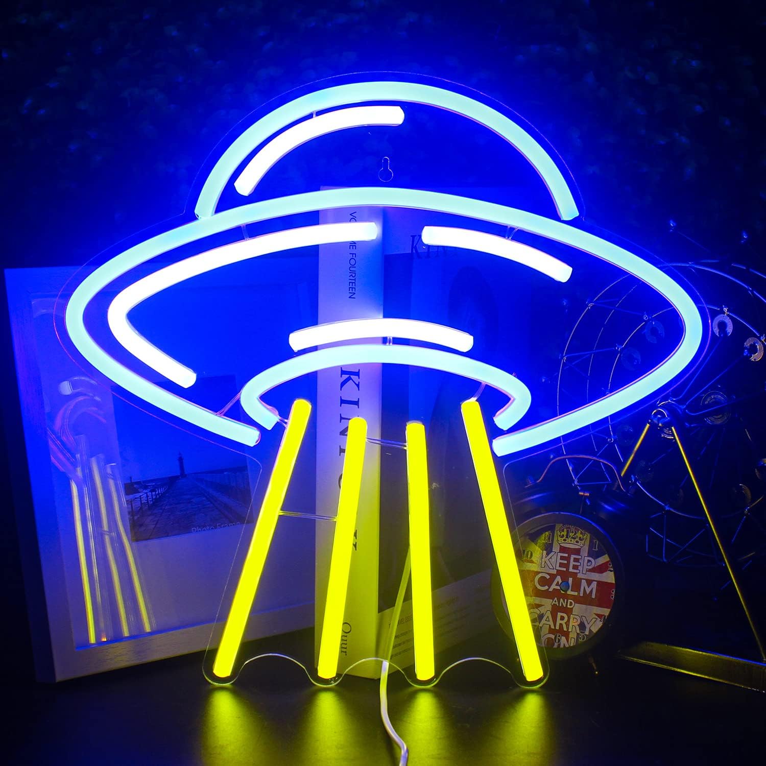 LUCUNSTAR UFO Neon Sign for Room - Dimmable LED Spaceship Light
