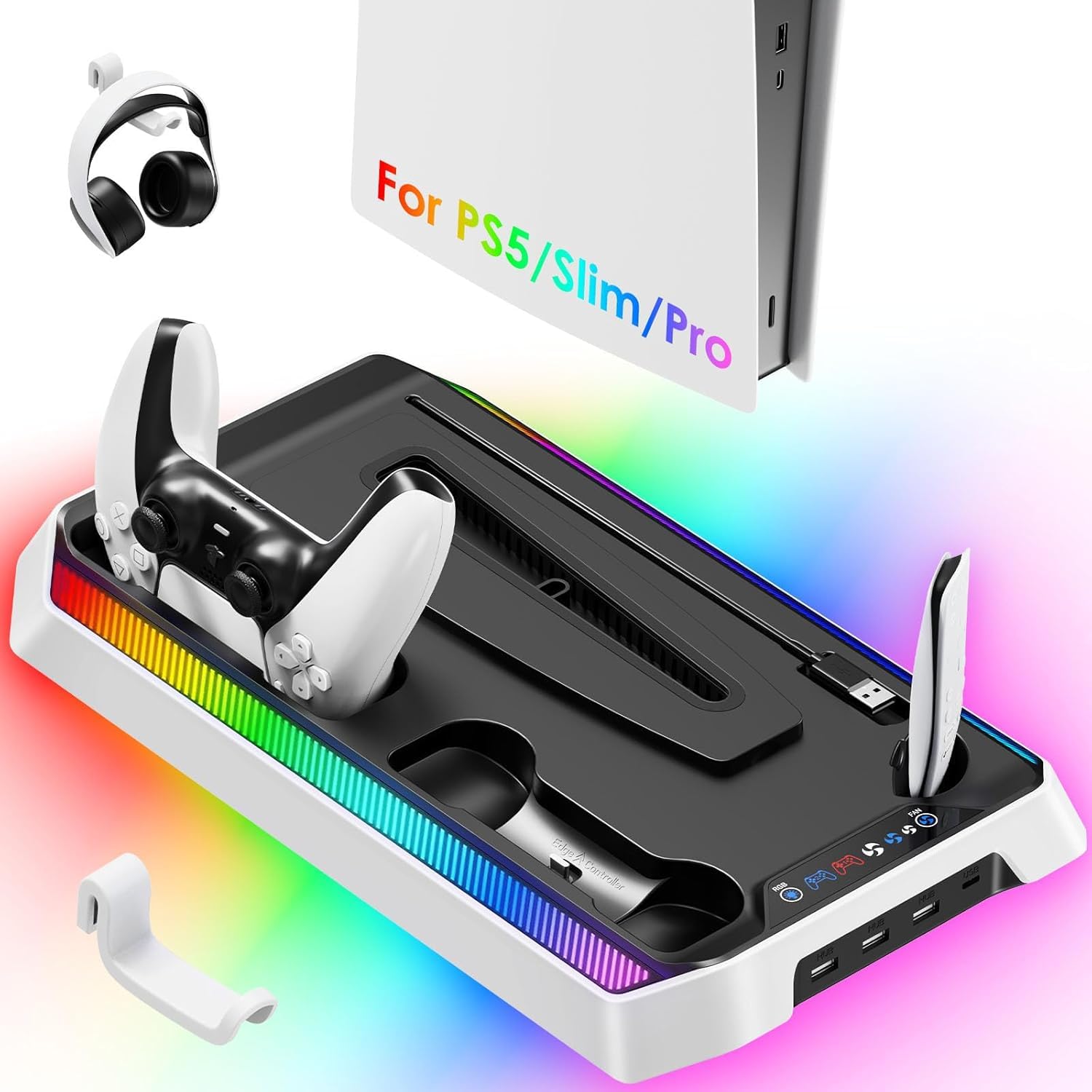 Cooling Station for PS5 with RGB Lighting and Dual Charger
