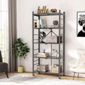 Himix 5-Tier Foldable Storage Shelves with Wheels - Easy Setup