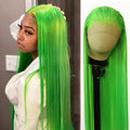 Lime Green Lace Front Wig Long Straight - Natural Look