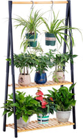 COPREE Bamboo 2-Tier Hanging Plant Stand Planter Shelves