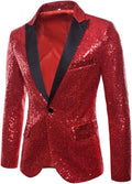 Cloudstyle Mens One Button Sequin Dress Suit Jacket - Party Tuxedo