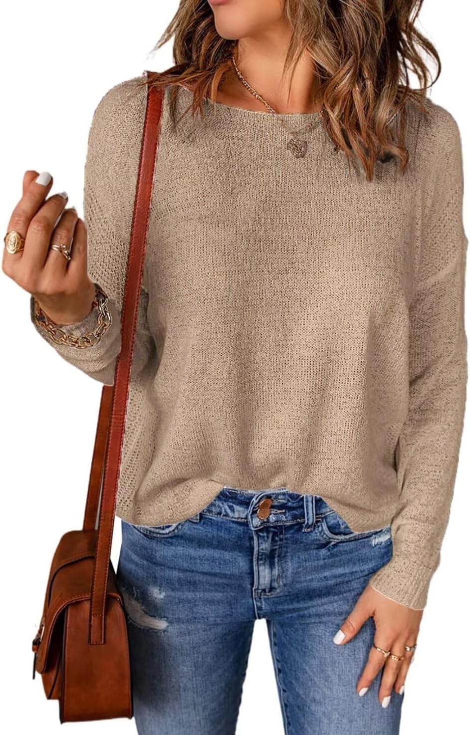 Acelitt Womens Casual Lightweight Long Sleeve Knit Shirts Tops