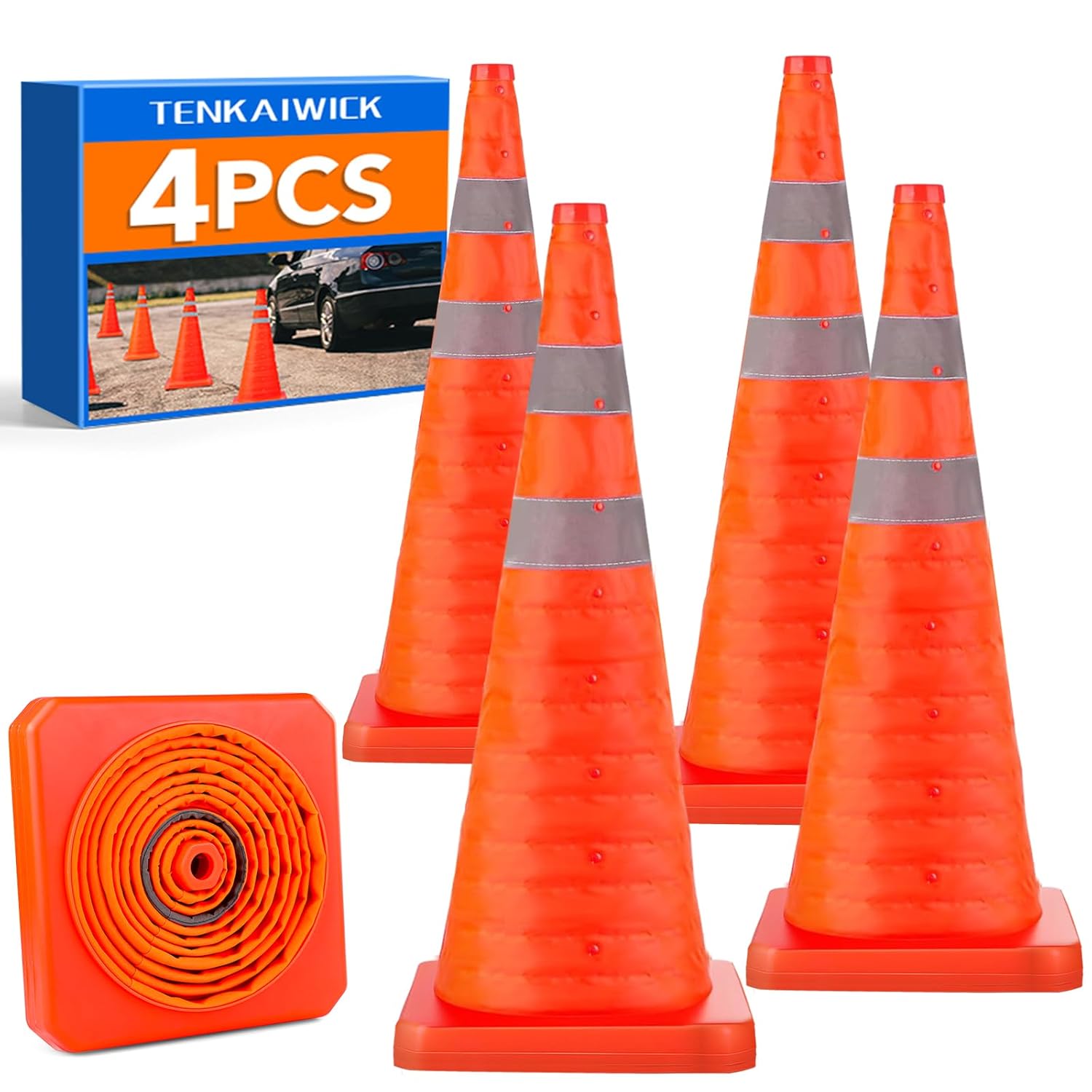 28 Inch Collapsible Traffic Safety Cones for Parking and More