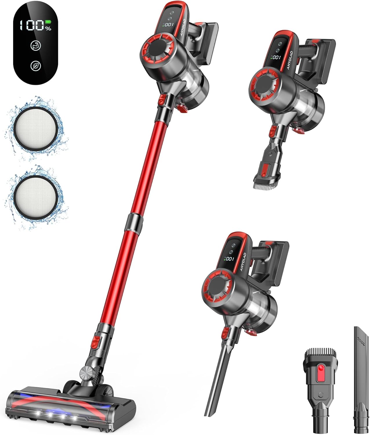 Cordless Vacuum Cleaner with 30KPa Suction & 45min Runtime