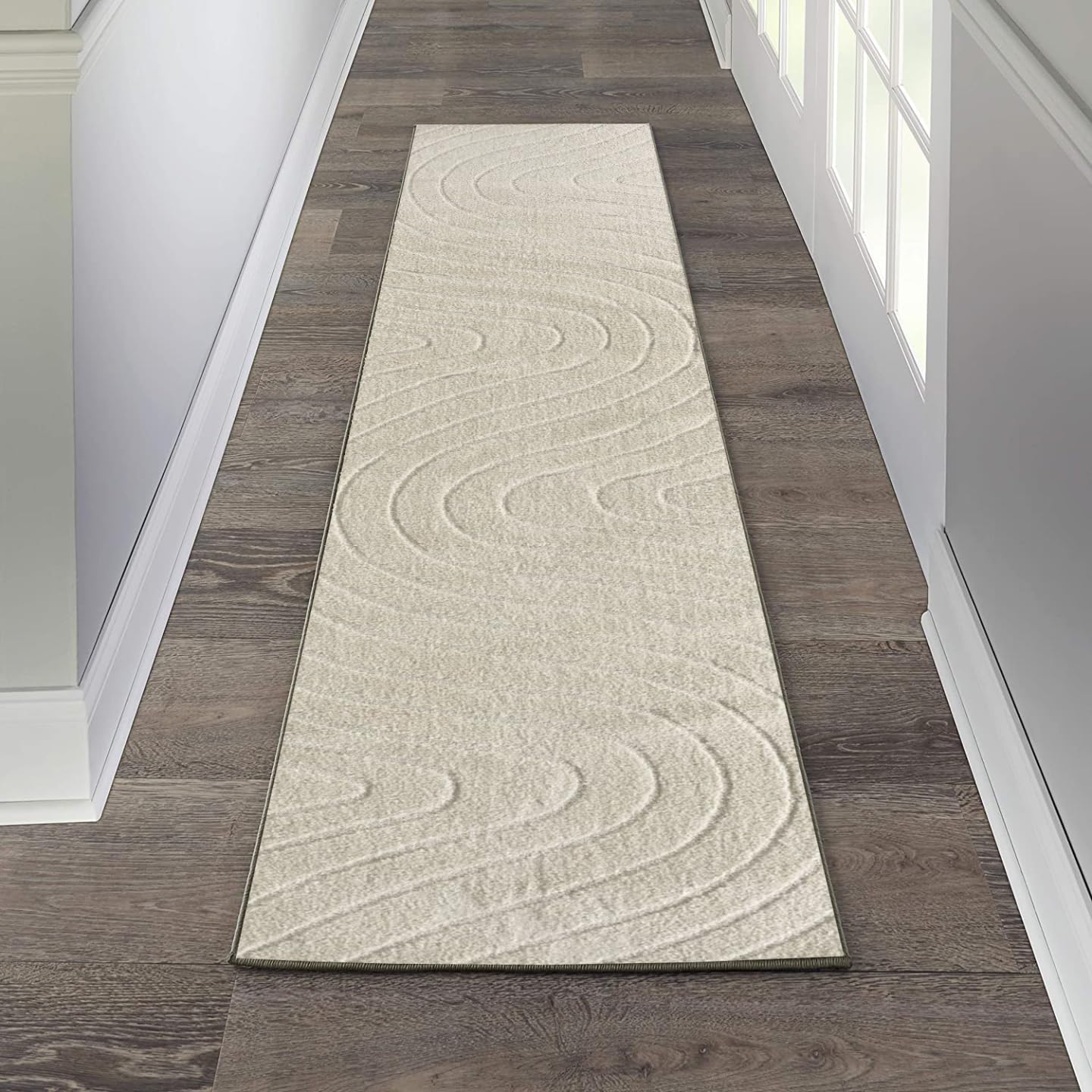 Modern Geometric Wave Cream 2x8 Area Rug for Stylish Spaces