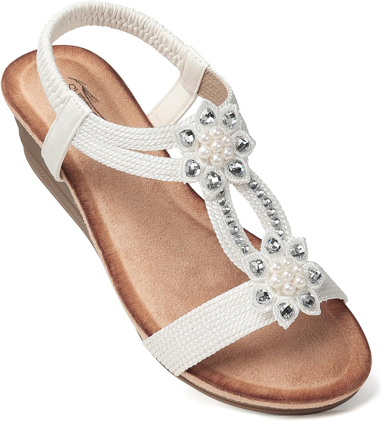 Womens Wedge Sandals with Flower Design for Summer Comfort