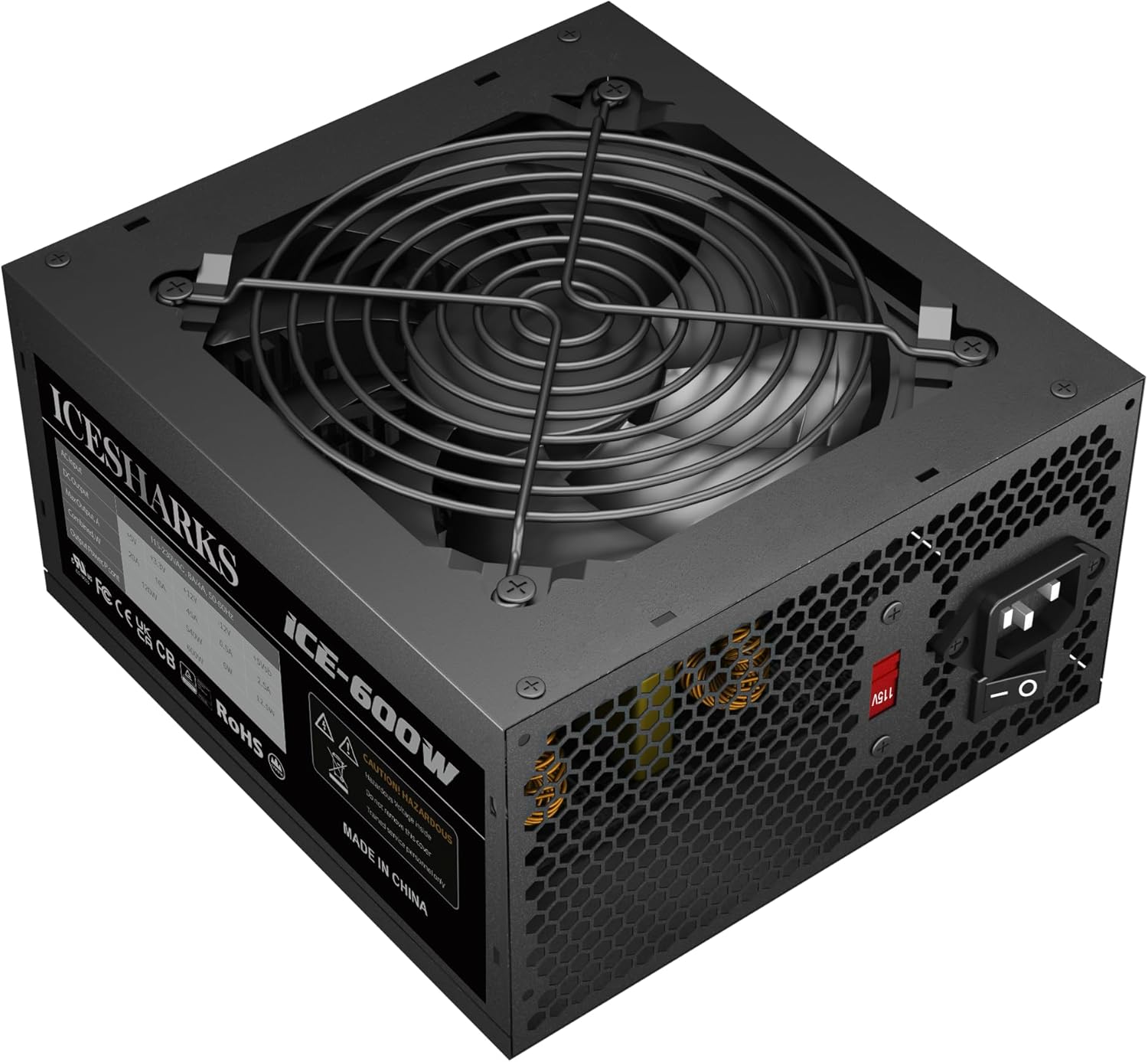 600W Non-Modular ATX Power Supply with Silent Fan and Protection