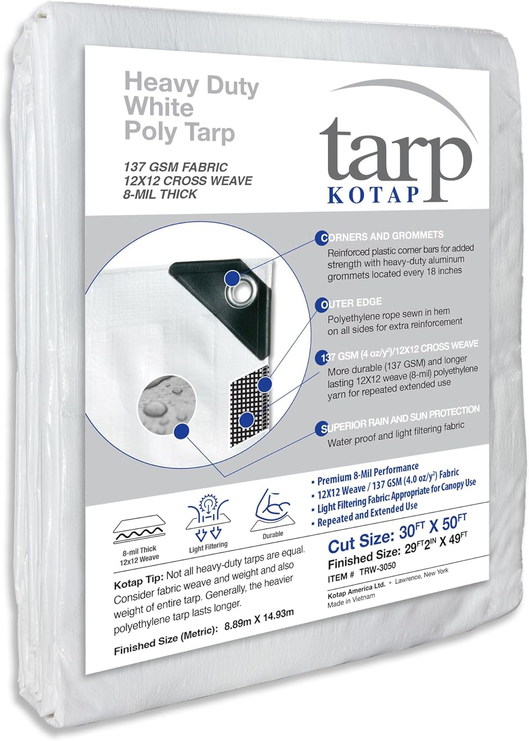 Kotap 30 x 50 Ft Heavy-Duty Tarp for Extreme Weather Protection