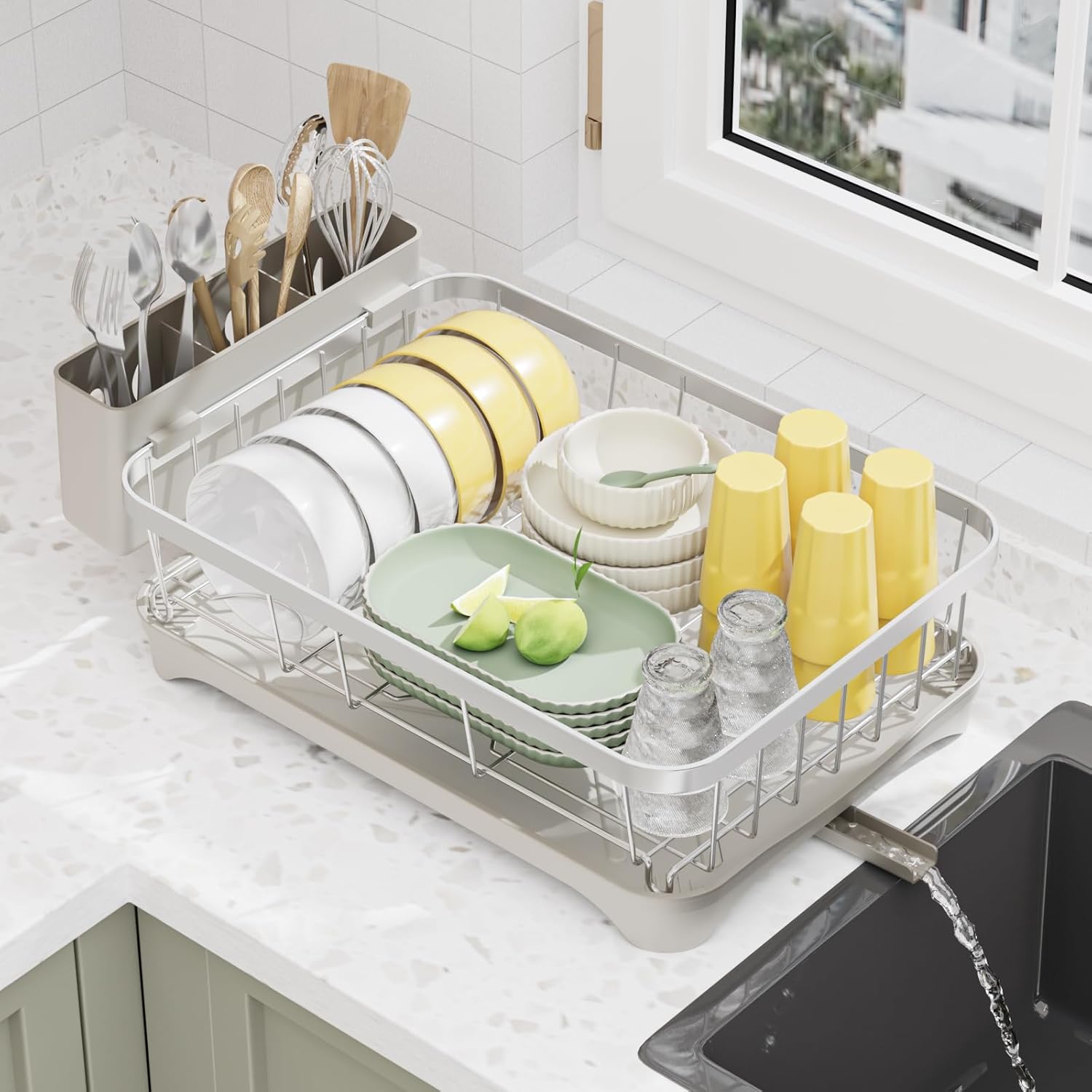 LIYI Dish Drainer - Large Capacity Stainless Steel Kitchen Organizer
