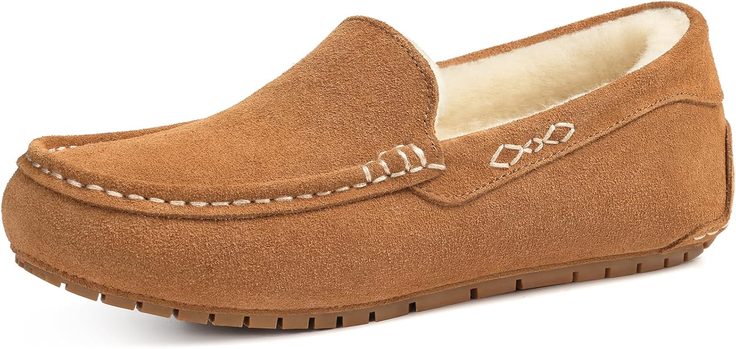 KIDMI Women's Genuine Suede Moccasin Slippers for Cozy Comfort