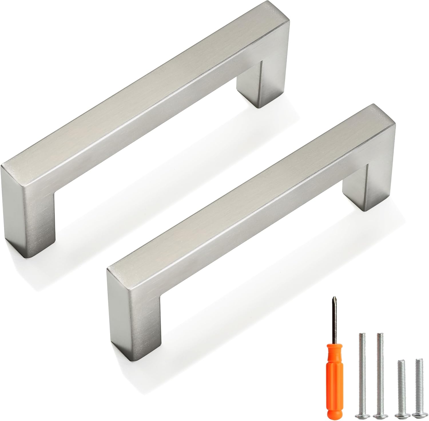 Brushed Nickel Cabinet Pulls - 20 Pack Square Drawer Handles