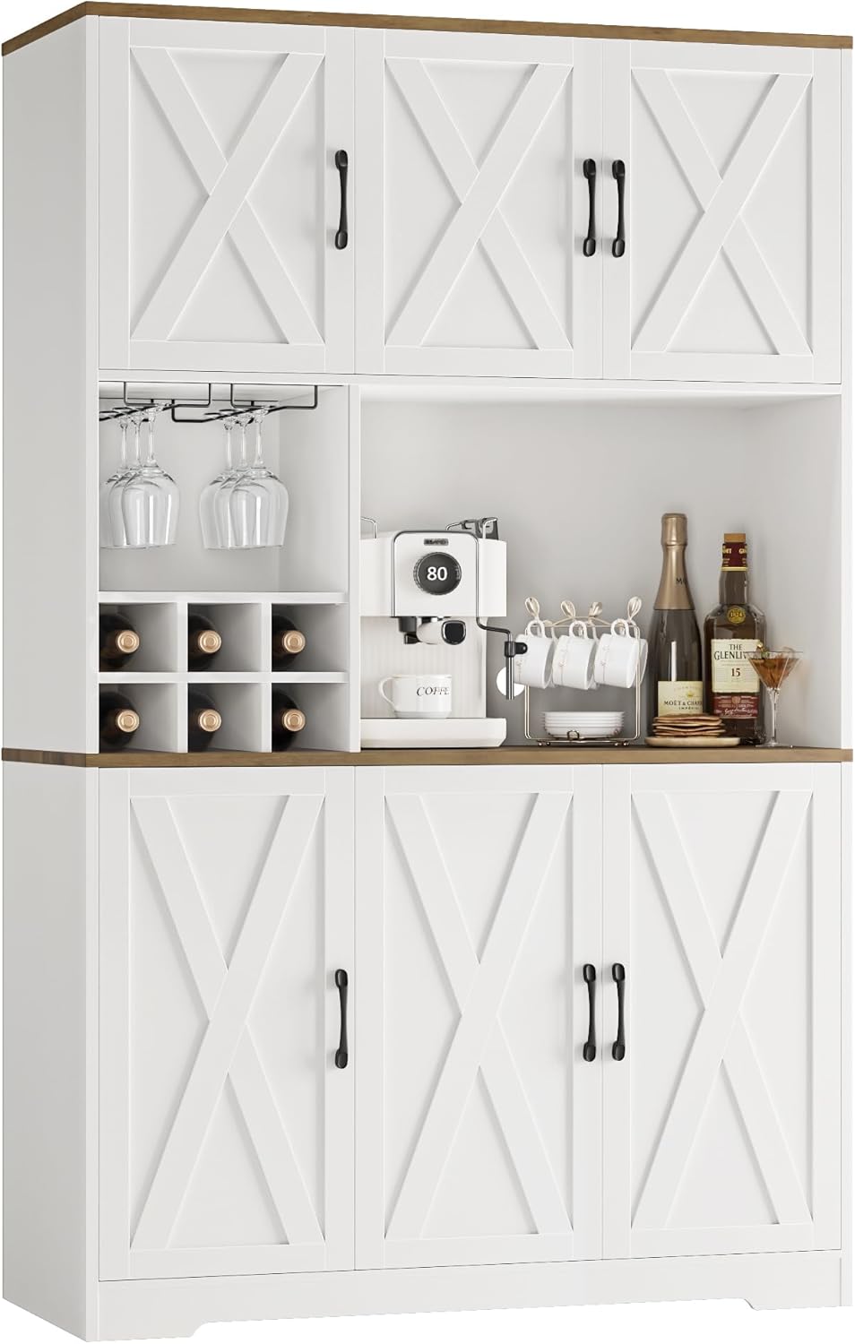 71 Tall Kitchen Pantry Cabinet with Wine Rack