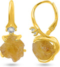 Real Raw Crystal Drop Earrings - Solid Gold Over Sterling