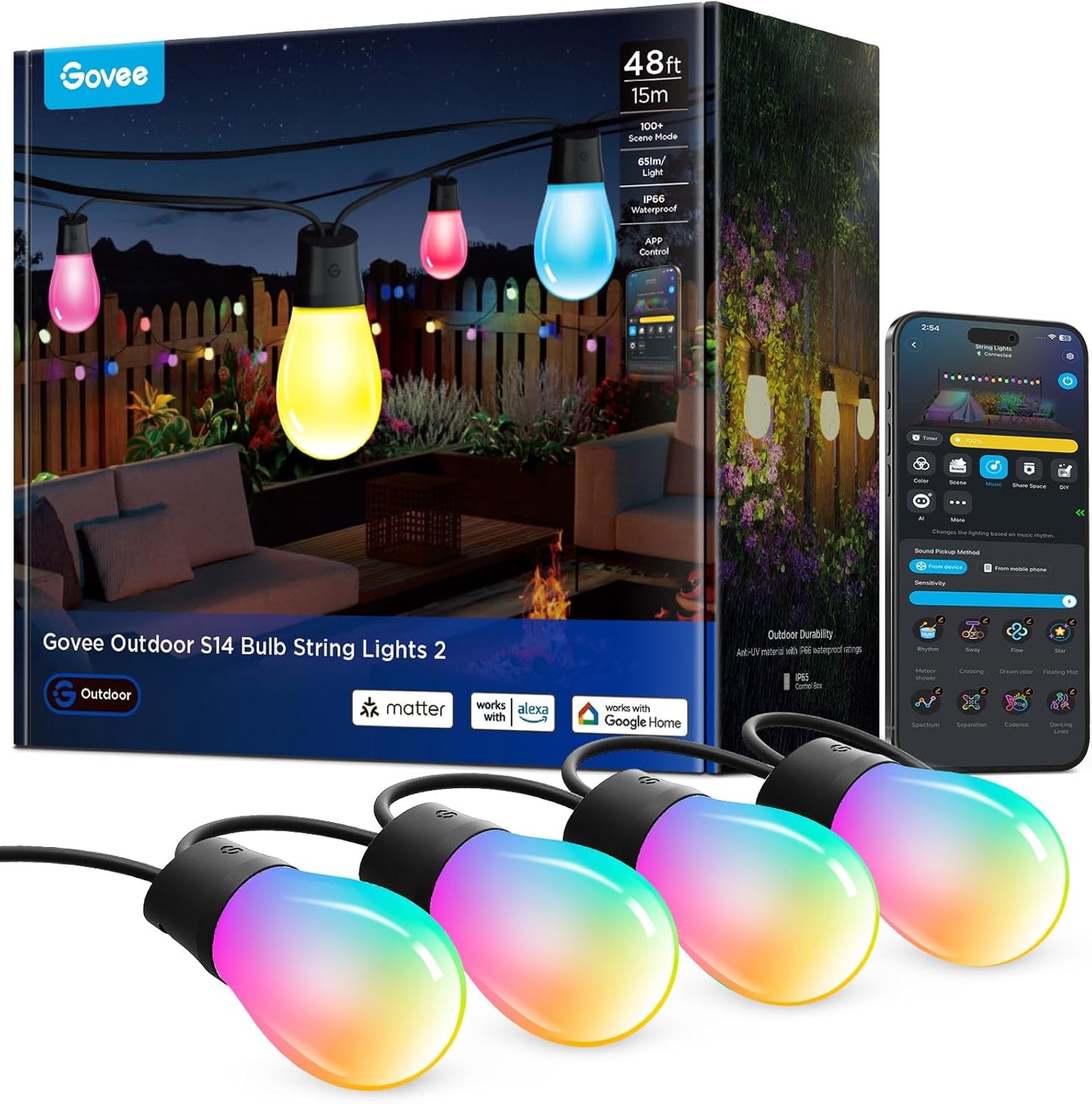 Govee S14 Bulb Outdoor String Lights for Vibrant Decor